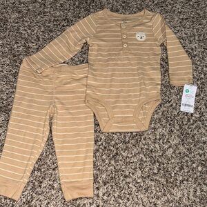 Carter's Tan Striped Kids Matching Set